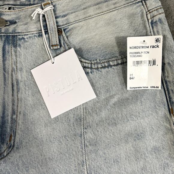 Pistola Revolve Alexa Jeans Women's 31 High Rise Flare Raw Split Hem NWT - Picture 4 of 14